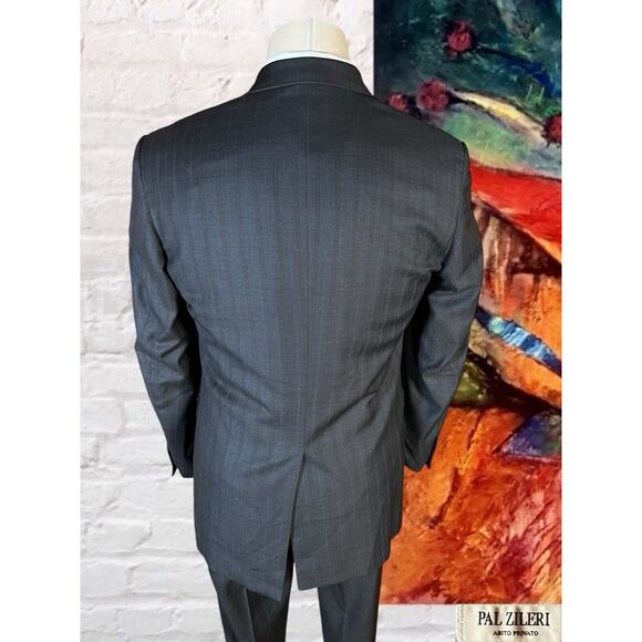 Pal Zileri 40R 32W Gray - Rust Purple Stripe 2 Piece Suit Jacket and Pants Set - Picture 5 of 16